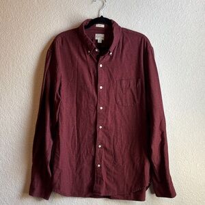 J. Crew Men's Dark Red Casual Button-Down Shirt